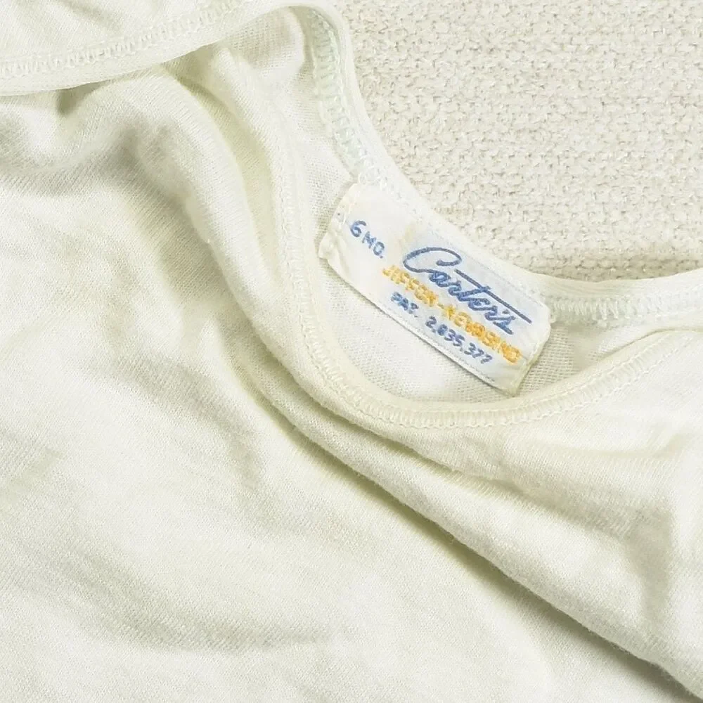 Vintage Carters Jiffon Nevabind Baby 6mo Gown Off White 50s 60s Ribbon Cuffs